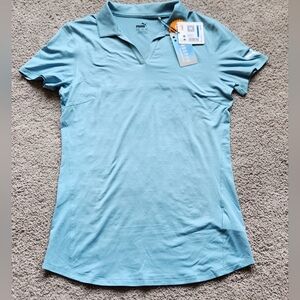 NWT Puma Girls Light Blue V-Neck Cloudspun Polo, Size XL